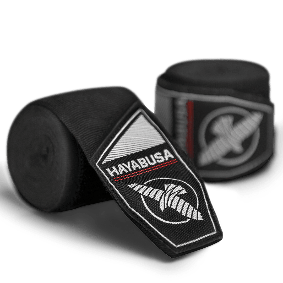Paire de bandages de boxe roulés Hayabusa Perfect Stretch Youth noirs pour enfants