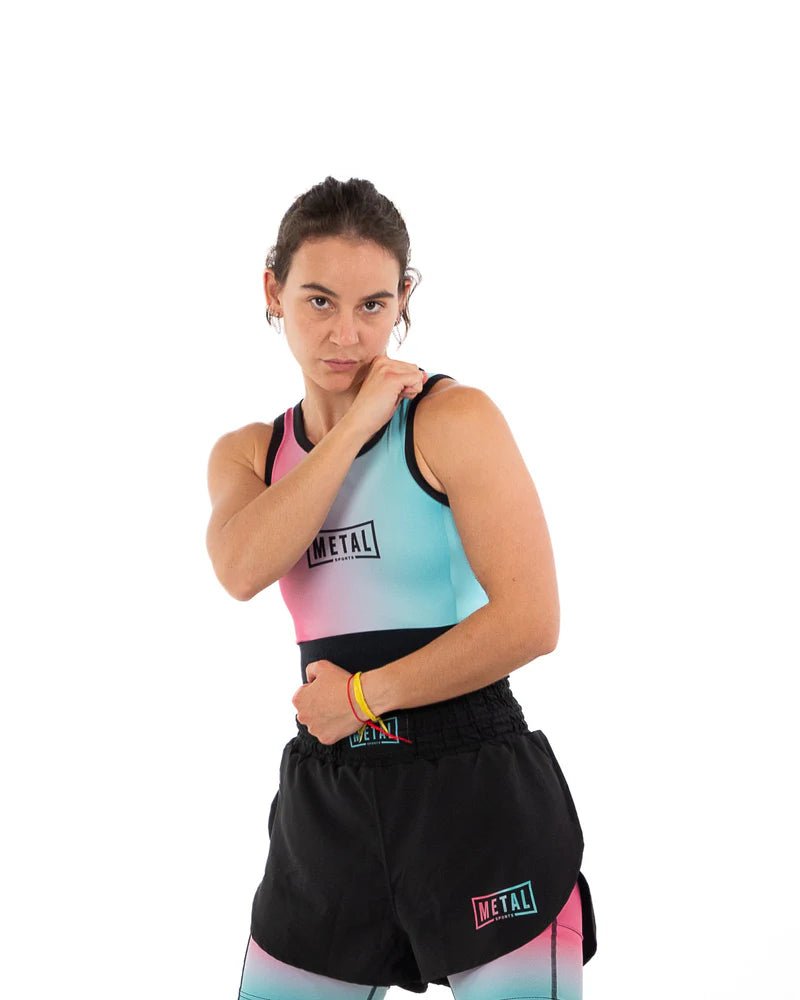 Framifrån av Metal Boxe Women's Miami Vibe kompressionslinnen med full täckning över magen och bröstet