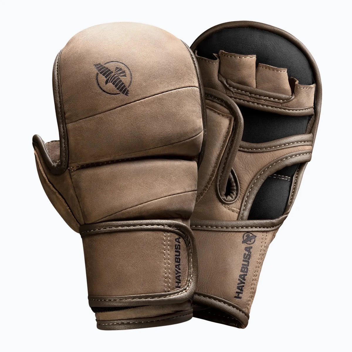Sarung tangan Hayabusa T3 LX Hybrid 7oz MMA berbahan kulit asli coklat premium.