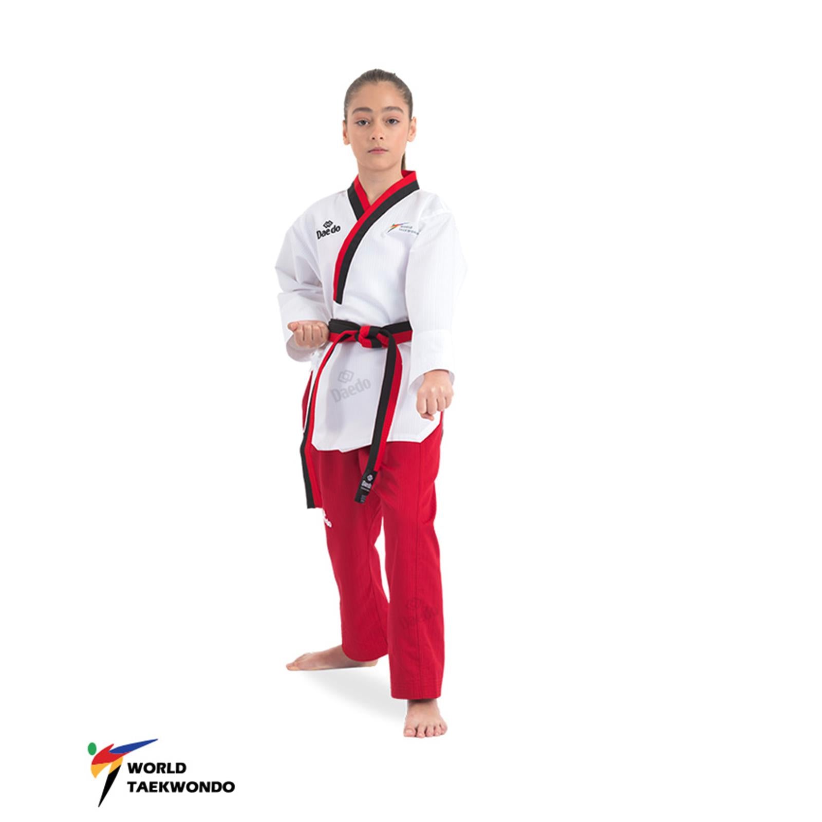 Dobok Poom Women's White-Red Daedo WT