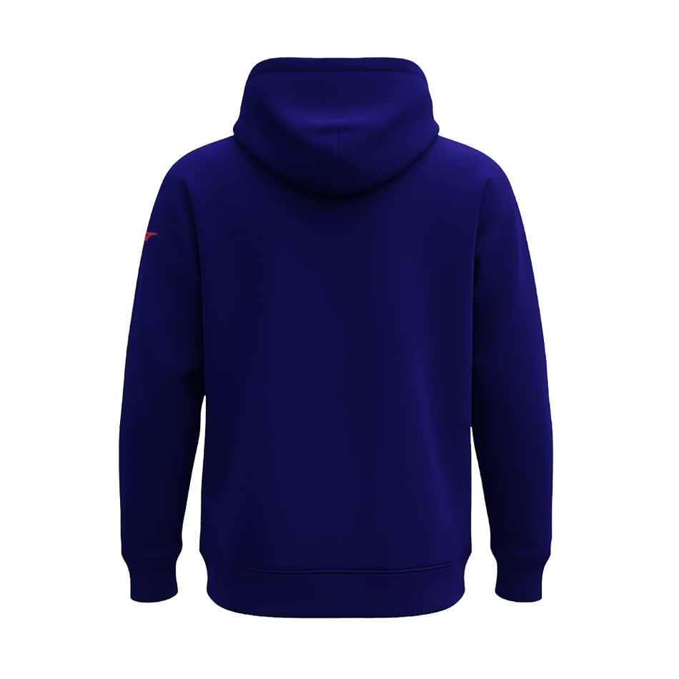 Retro blauw Mizuno Fuji Judo technisch sweatshirt met kangoeroezak.