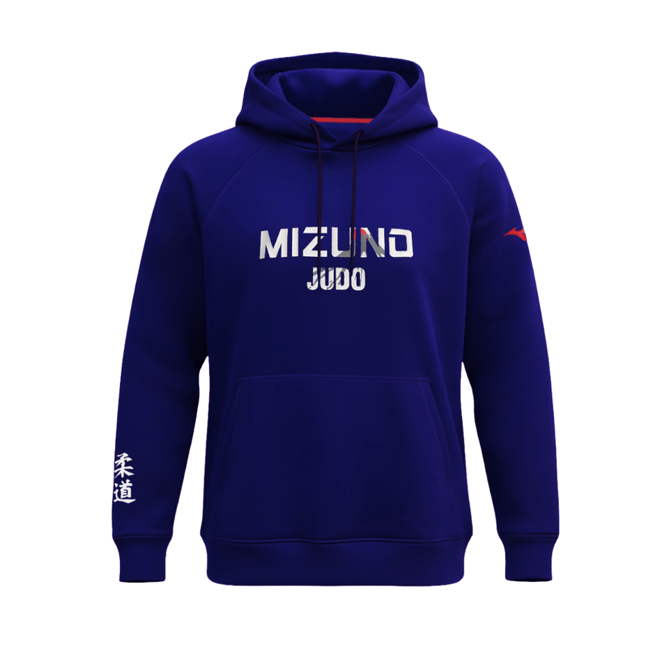 Blauw Mizuno Fuji Judo-sweatshirt met kangoeroezak.