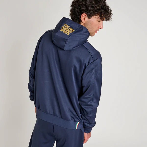 Hanorac sport Leone 1947 DNA line cu gluga, culoare albastra pe spate