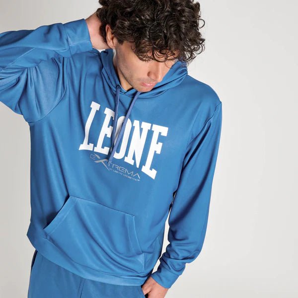 Leone1947 Logo Lightweight technical sweatshirt with hood and sapphire blue central logo