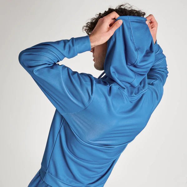 Leone1947 Logo Lightweight retro technical sweatshirt with hood and sapphire blue central logo
