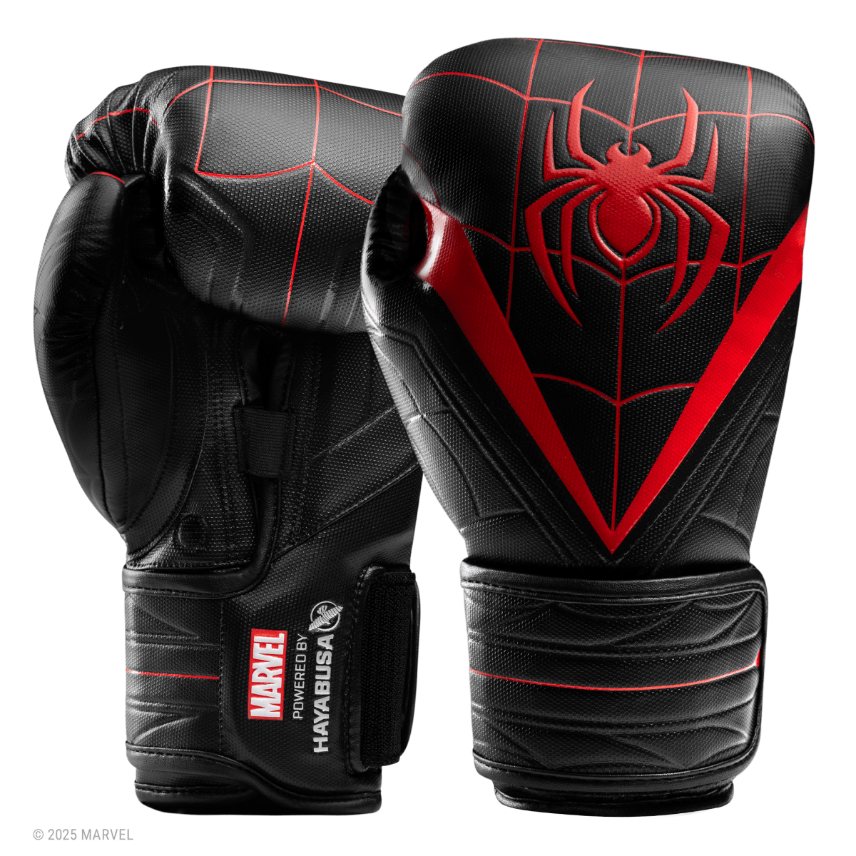 Paire de gants de boxe Hayabusa Marvel Miles Morales Spider-Man, motif toile d'araignée noir et rouge