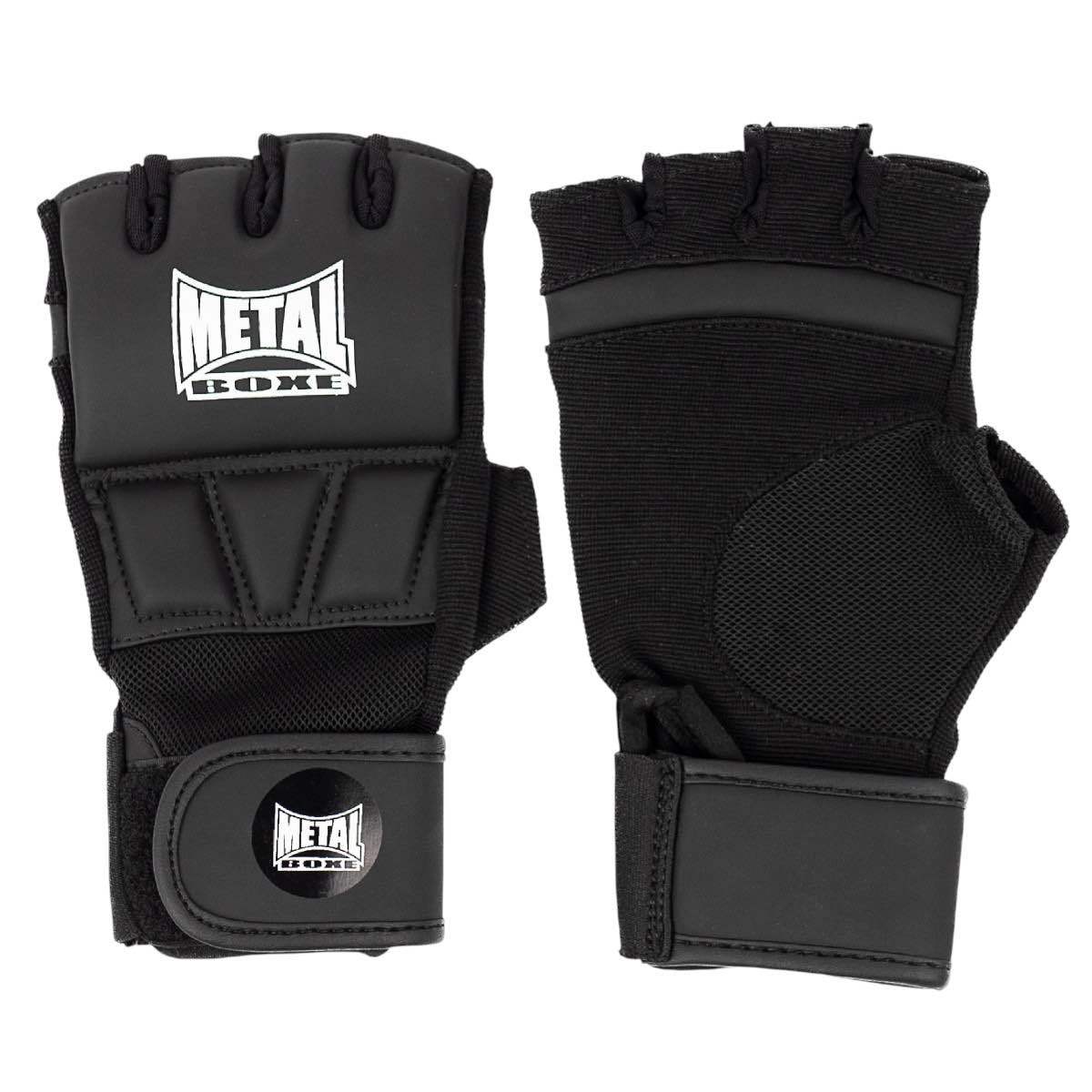 Framifrån svarta Metal Boxing fitness boxningshandskar
