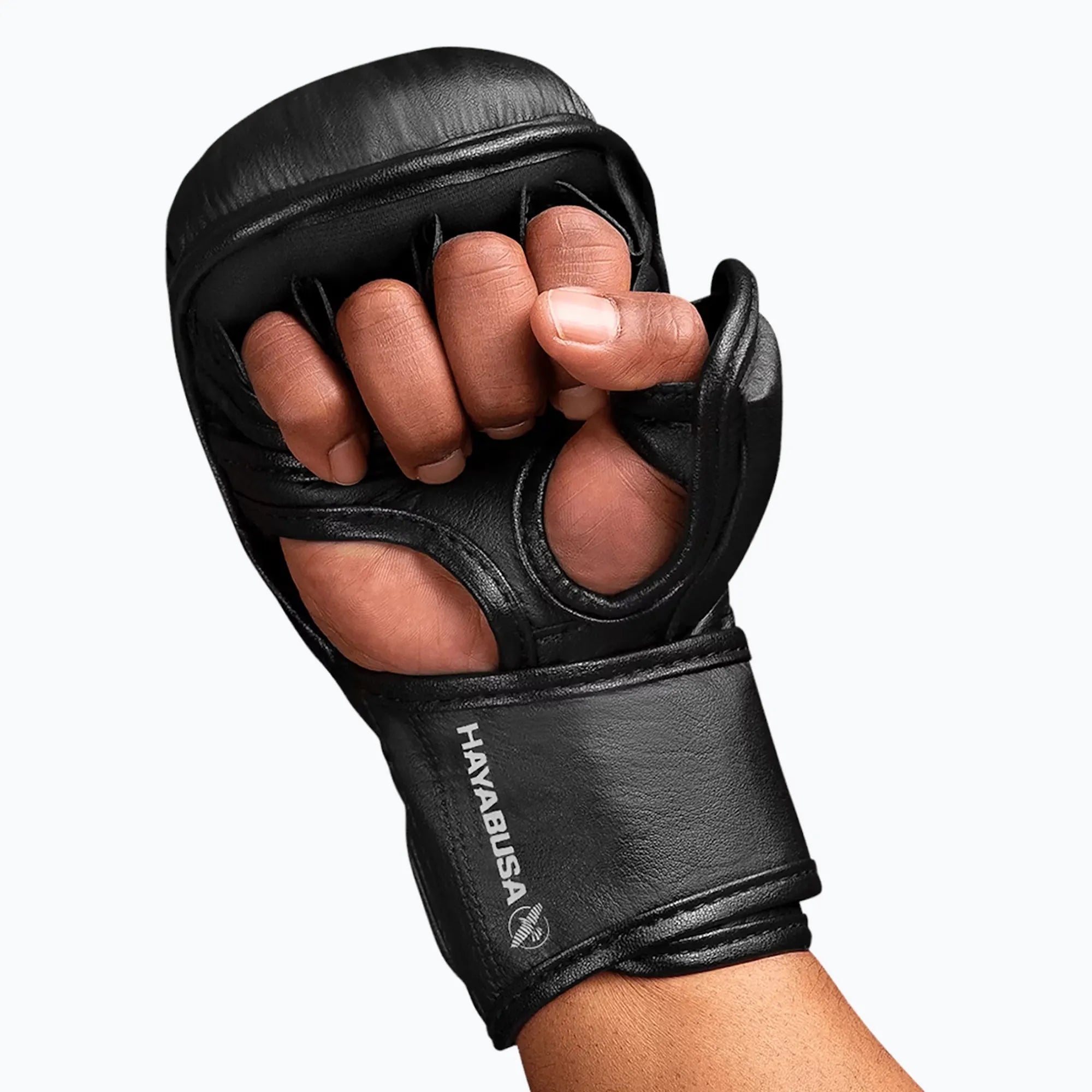Vista del palmo con design Y-Volar dei guanti T3 Hybrid neri per un controllo totale nelle fasi di grappling.