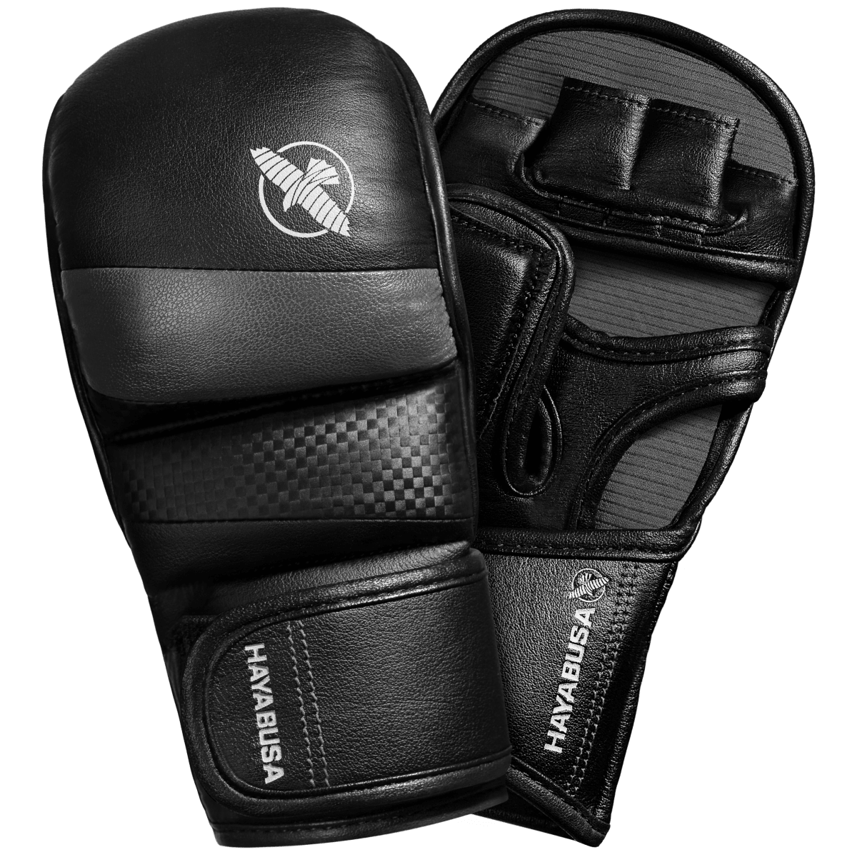 Sepasang sarung tangan hybrid Hayabusa T3 7oz berwarna hitam total