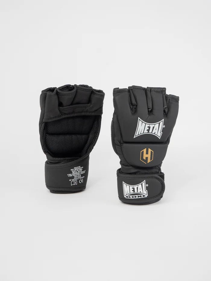 Framifrån MMA Official Hexagone Metal Boxe-handskar, knogestoppningsdetalj
