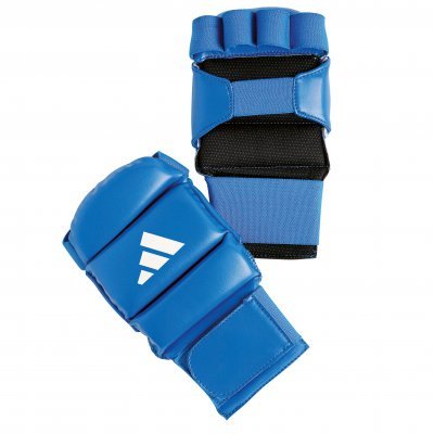 Front view of the blue Adidas Ju Jitsu technical gloves