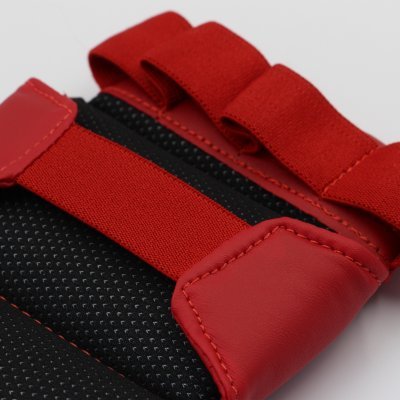 Detail of the open palm of the red Adidas Ju Jitsu gloves for grappling