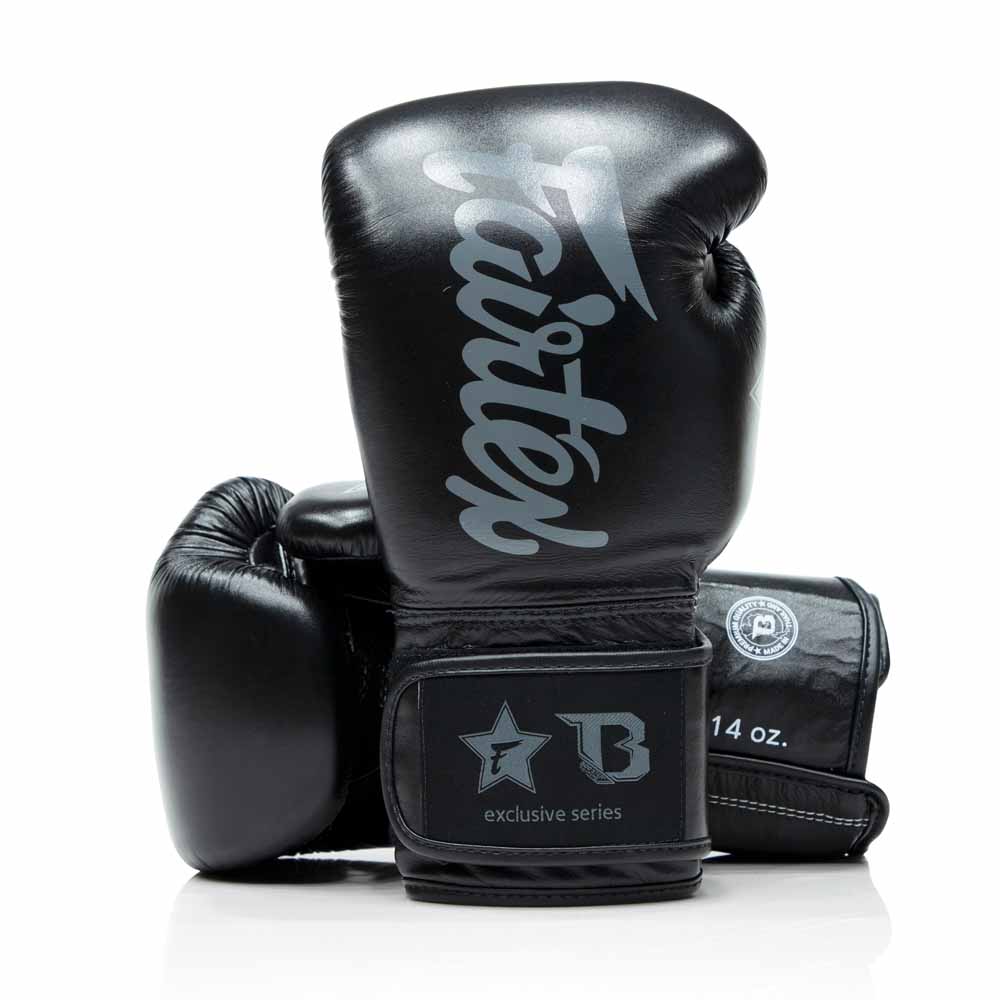 Luvas de boxe FXB Fairtex total Black em couro real