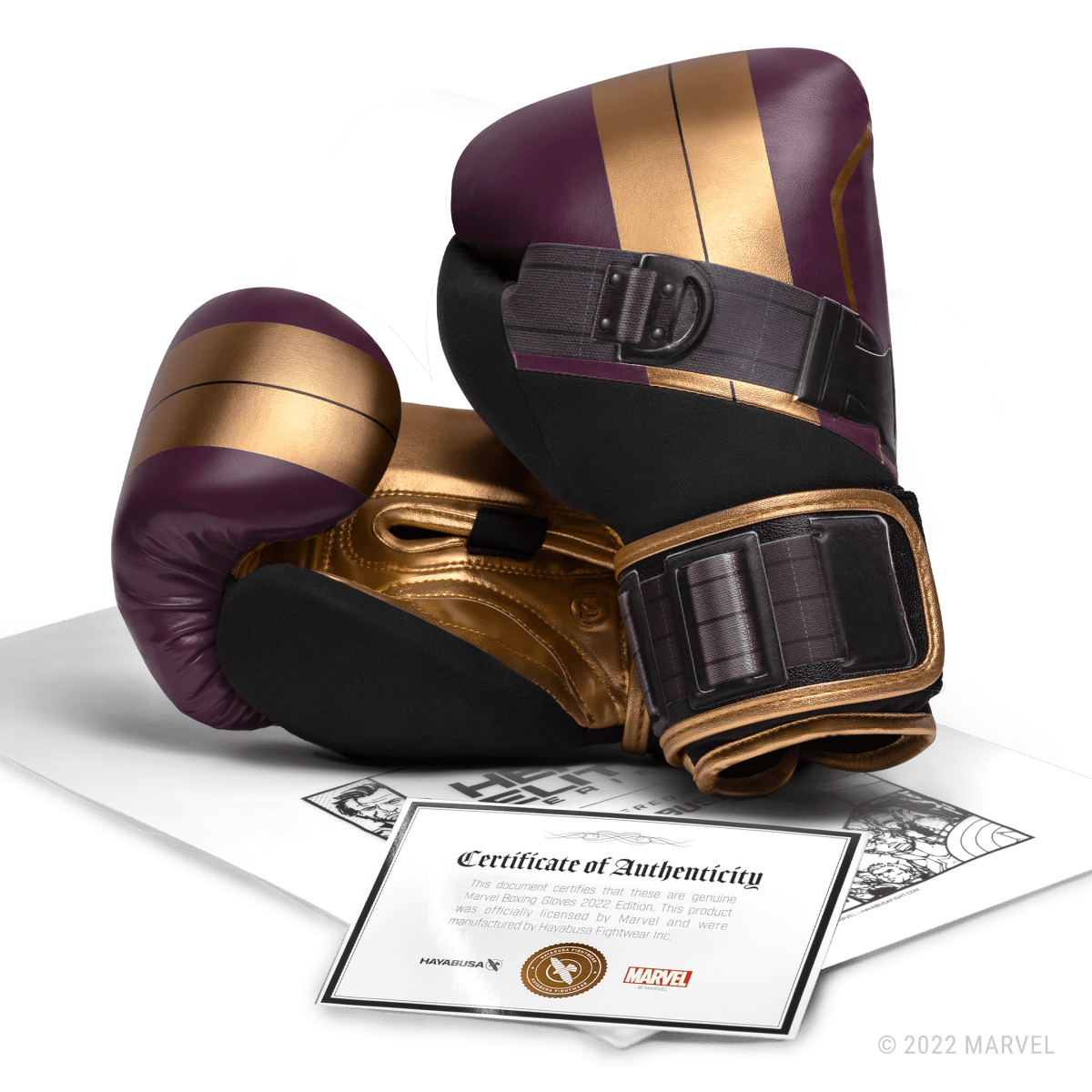 Officiellt äkthetscertifikat för Hayabusa X Marvel-samarbetet för Batroc-handskarna