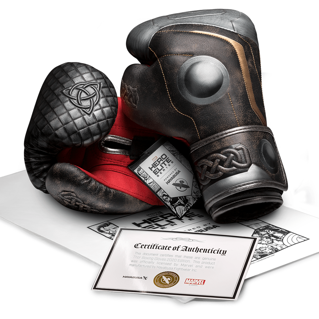 Officiellt äkthetscertifikat för Hayabusa X Marvel-samarbetet för Thor-handskarna