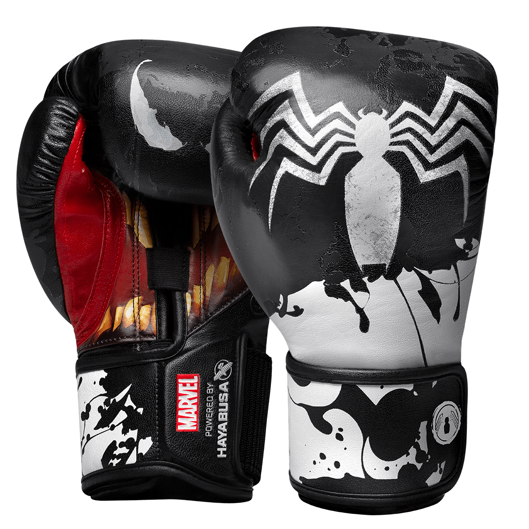 Paire de gants de boxe Hayabusa Marvel Venom Hero Elite noirs et blancs
