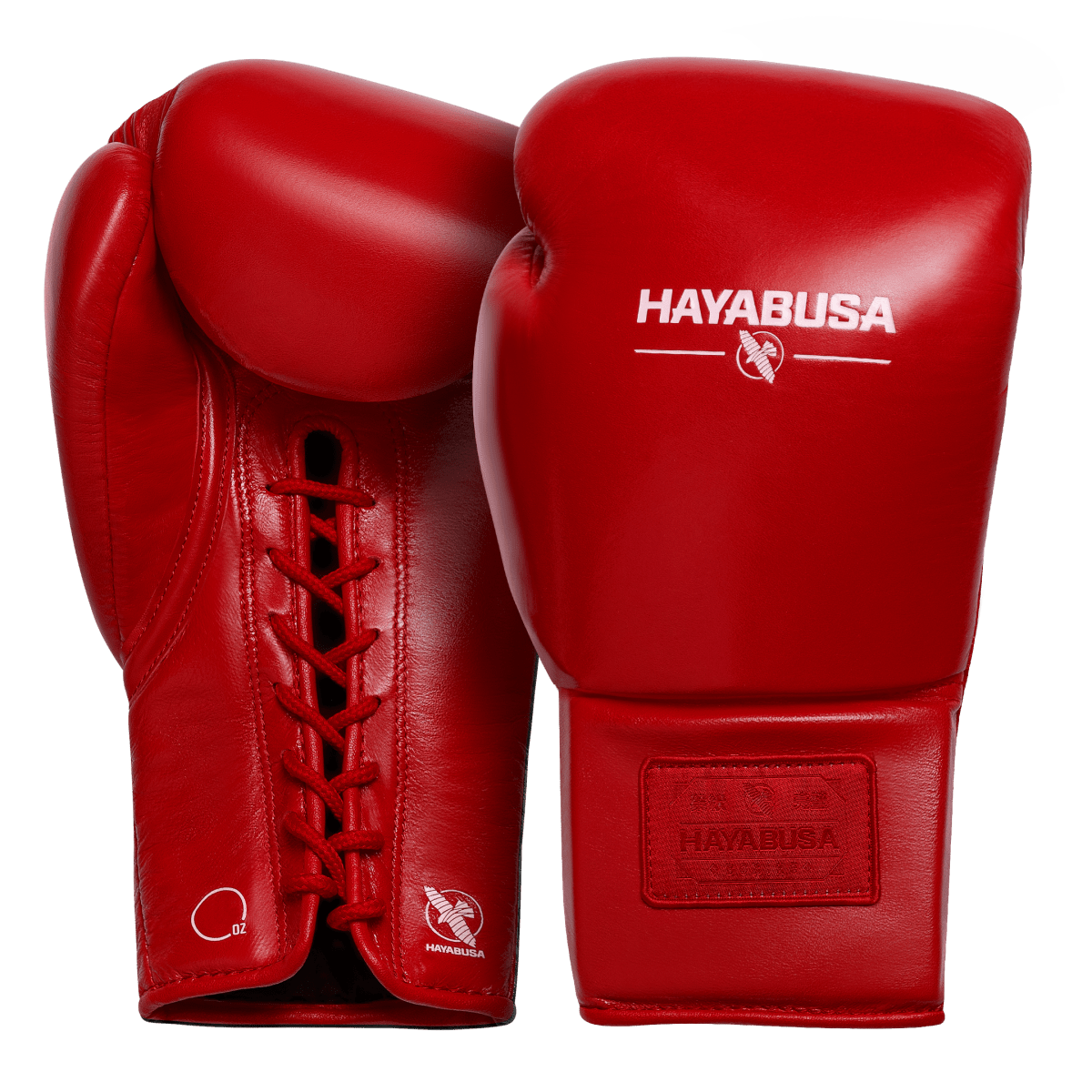 Ett par röda Hayabusa Pro Lace boxningshandskar, översikt