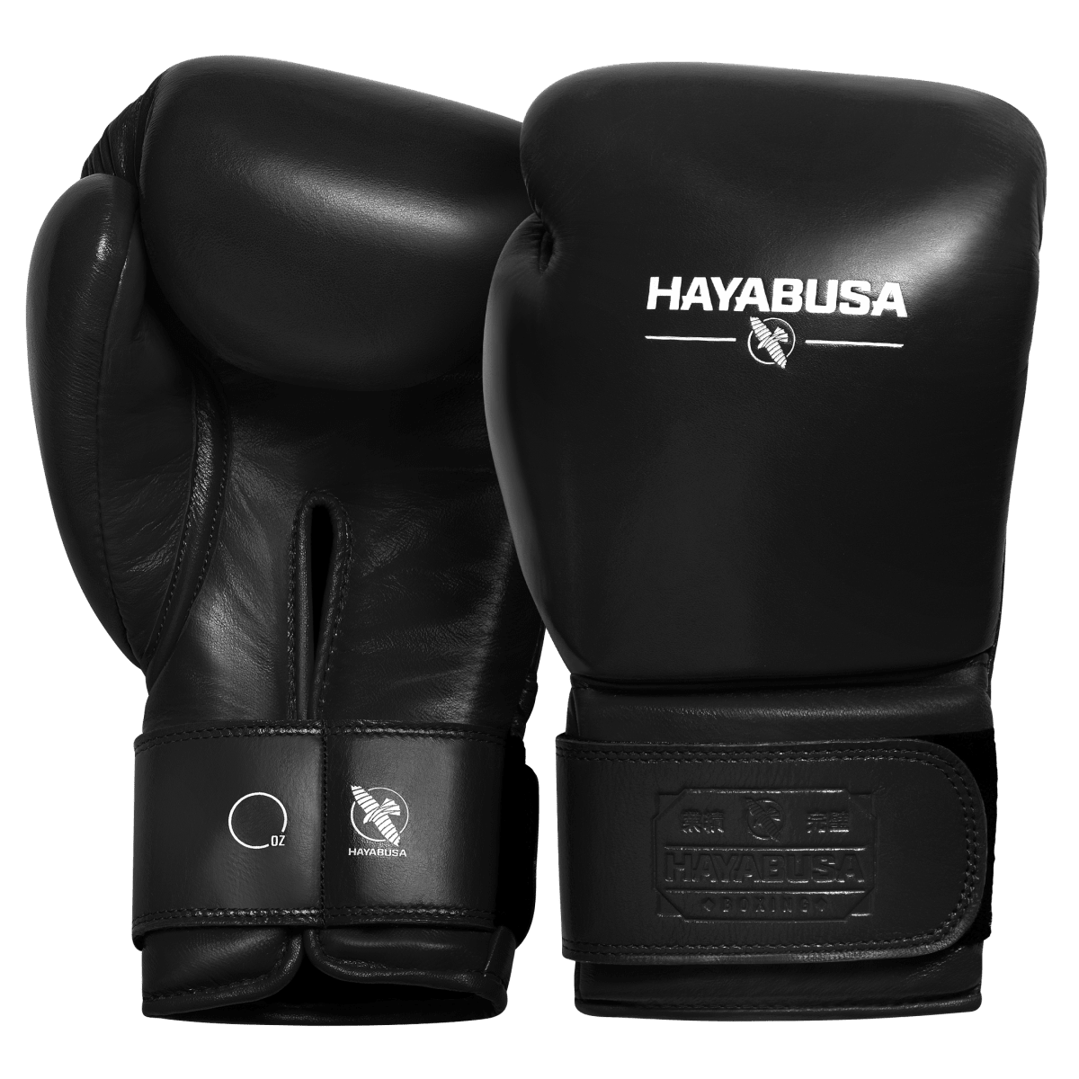 Paire de gants de boxe professionnels Hayabusa Pro en cuir noir, vue de face