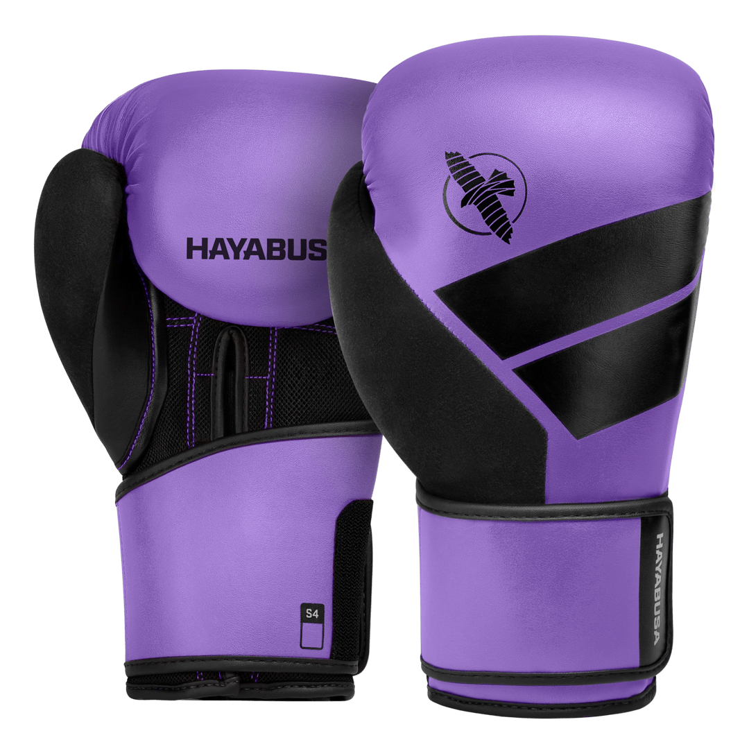 Par de luvas Hayabusa S4 roxas com espuma protetora injetada
