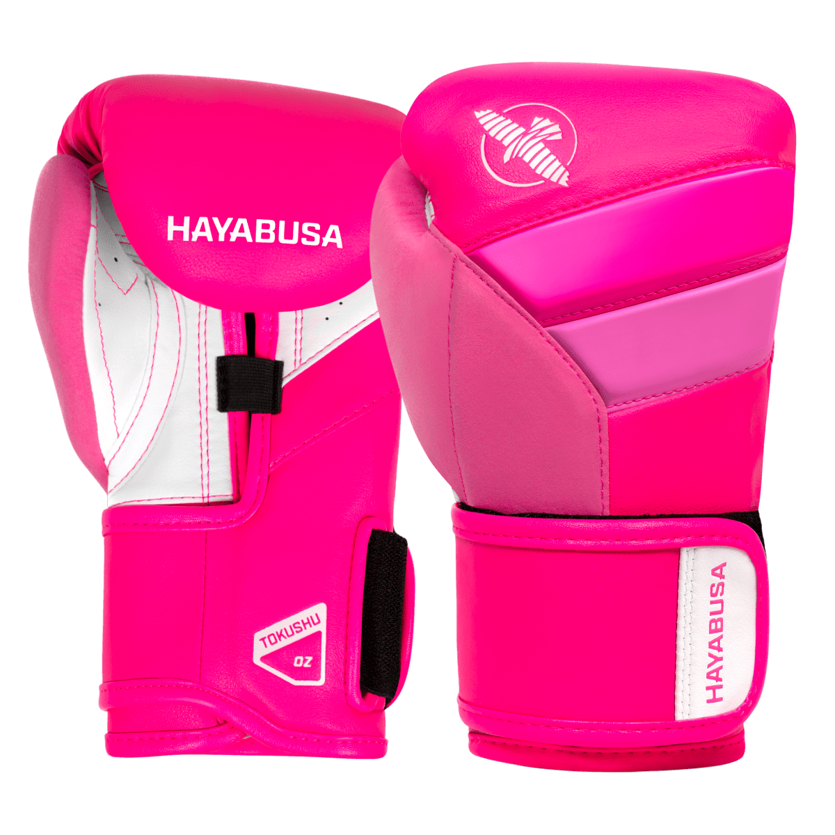Ett par neonrosa Hayabusa T3-handskar för barnboxning