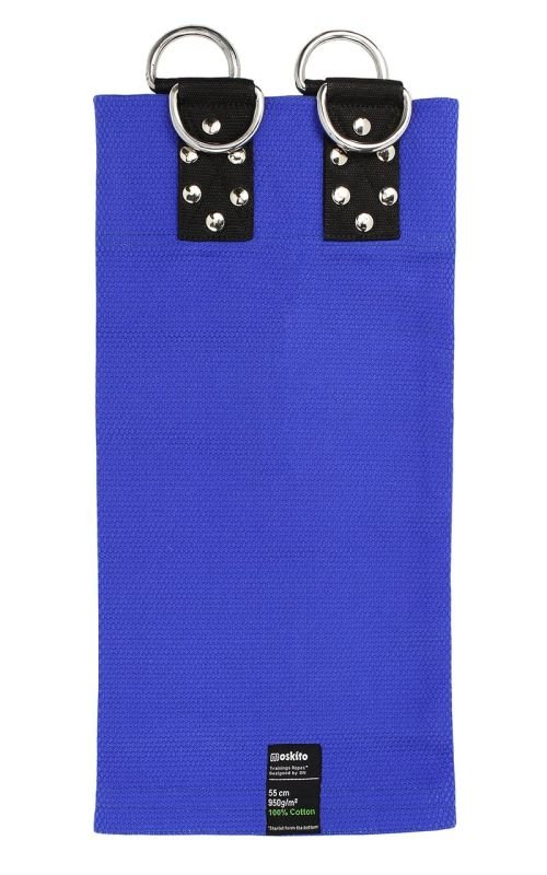 Framifrån av den blå Moskito Gym Judo Grip Trainer i 930 g/m² Gi-tyg