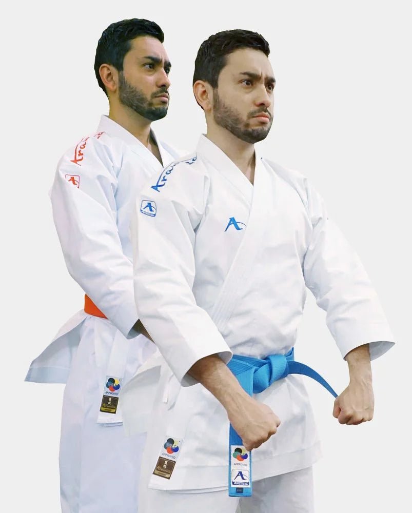 Karategi Arawaza Amber Evolution Premier League with blue and red embroidery for WKF competitions