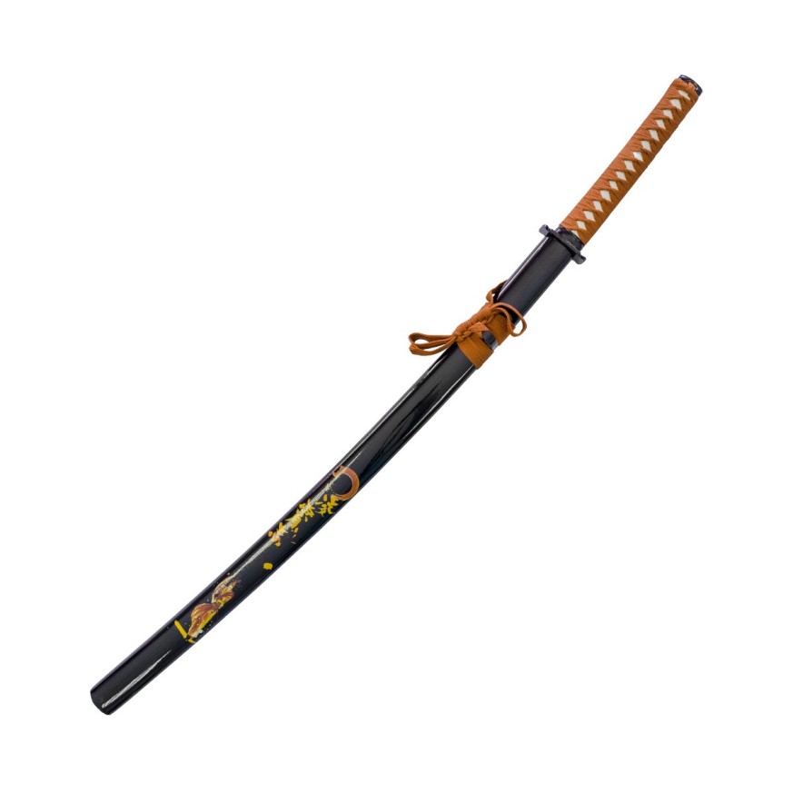 Decorative Black Brown Stainless Steel Katana with Stand