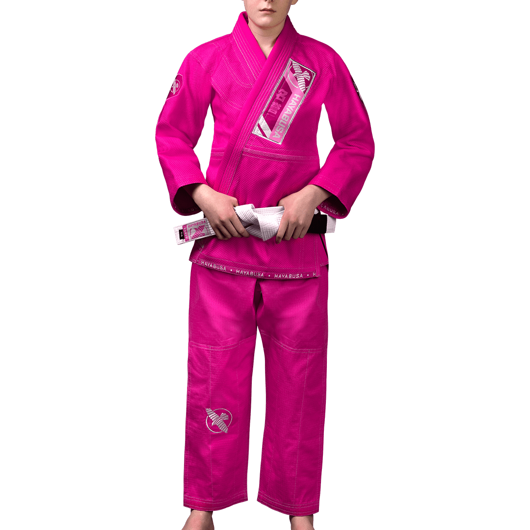 Jiu Jitsu Hayabusa Ascend Youth rosa kimono för tjejer komplett med bälte