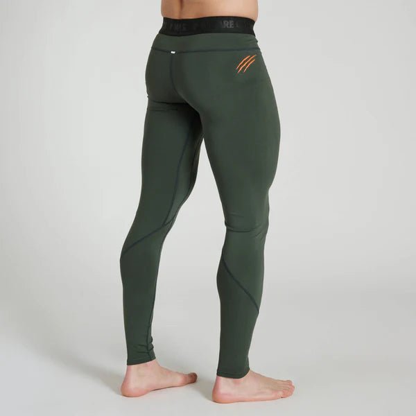 Back view of green Leone leggings for MMA and training