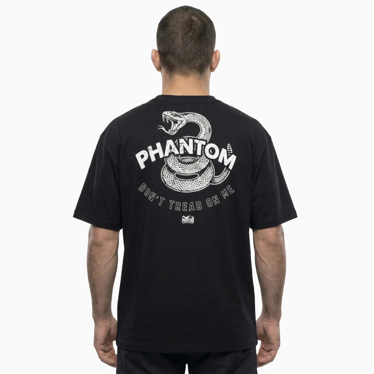 Vedere din spate a tricoului atletic Phantom Don't Tread On Me cu graficul Gadsden Snake