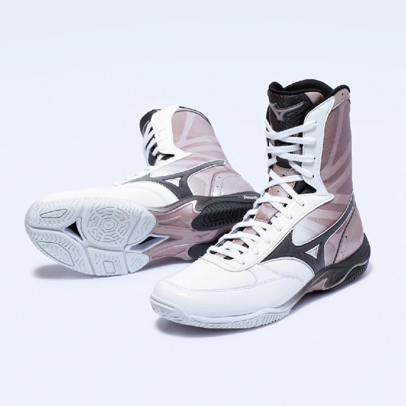 Mizuno Wave Monster Naoya Inoue boxing shoes in white.