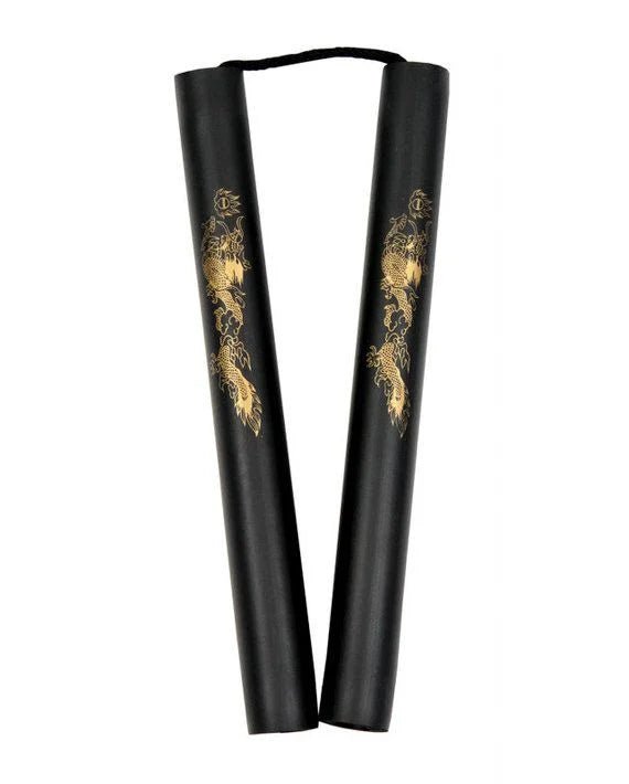 Nunchaku in Gomma Spugna Nero con Corda e Drago - Fight Club Store