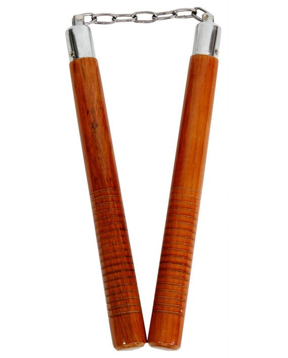 Nunchaku in Legno Naturale Tondo con Catena - Fight Club Store