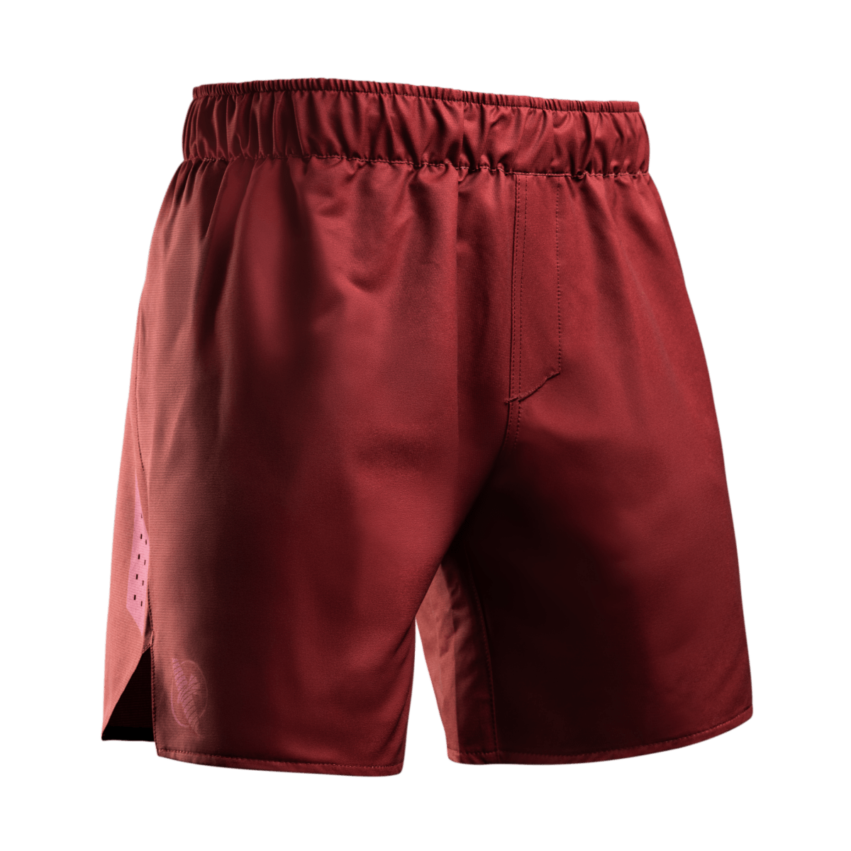 Framifrån av de röda Hayabusa Core grappling-shortsen med logotyp och dragsko