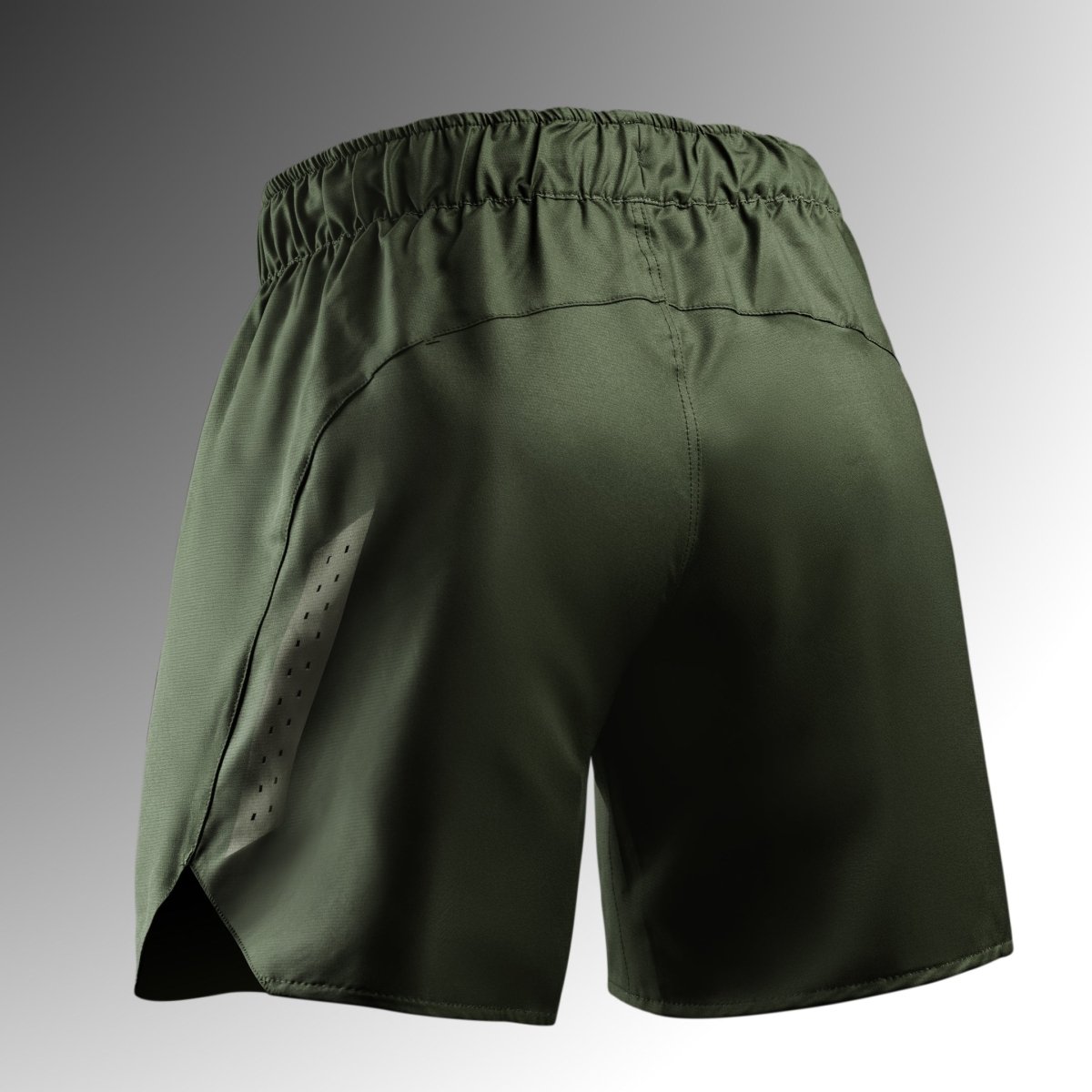 Bakifrån av de gröna Hayabusa Core Shorts, byggda för att tåla intensiva träningspass
