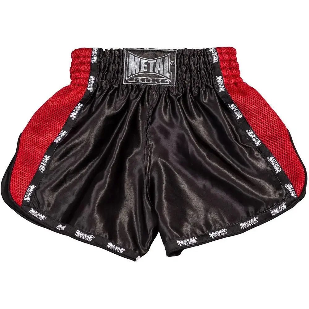 Vooraanzicht Kickboksbroek heren Metal Boxe Extrem zwart rood voor sparring