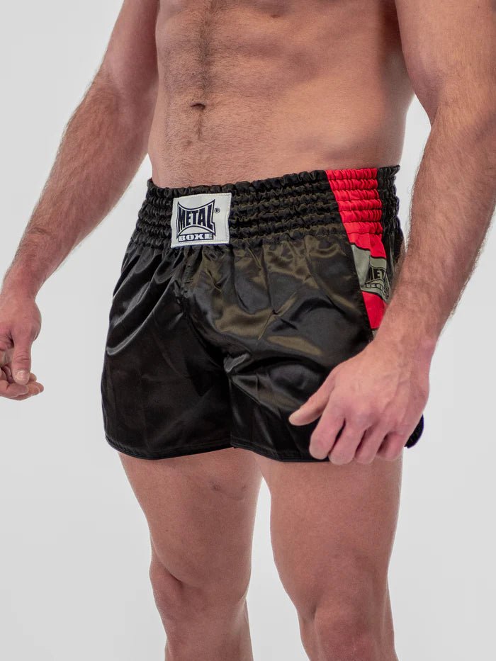 Hoofdvooraanzicht Gedragen zwarte metalen boksbroek Kick Pro Kickboksbroek voor heren