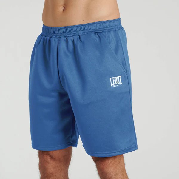 Front view of the Leone 1947 Logo Cool Touch shorts in bright sapphire blue