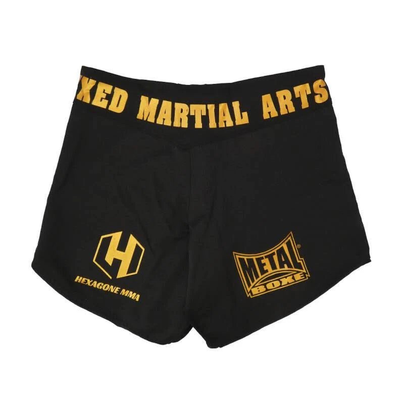 Main front view Metal Boxing Hexagon women's MMA shorts black
