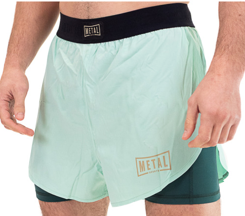 2-i-1 boxningsshorts i metall med kompression | Lätthet och totalt stöd