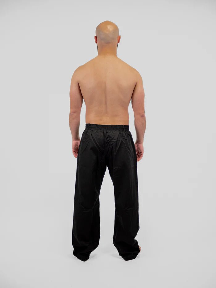Rear view Krav Maga Metal Boxing pants black ergonomic fit and comfort