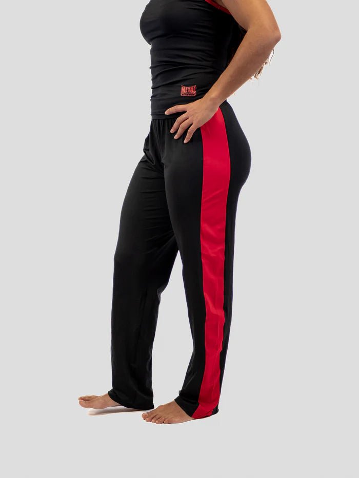Main front view Savate Metal Boxing Pants Black Red for French Boxing