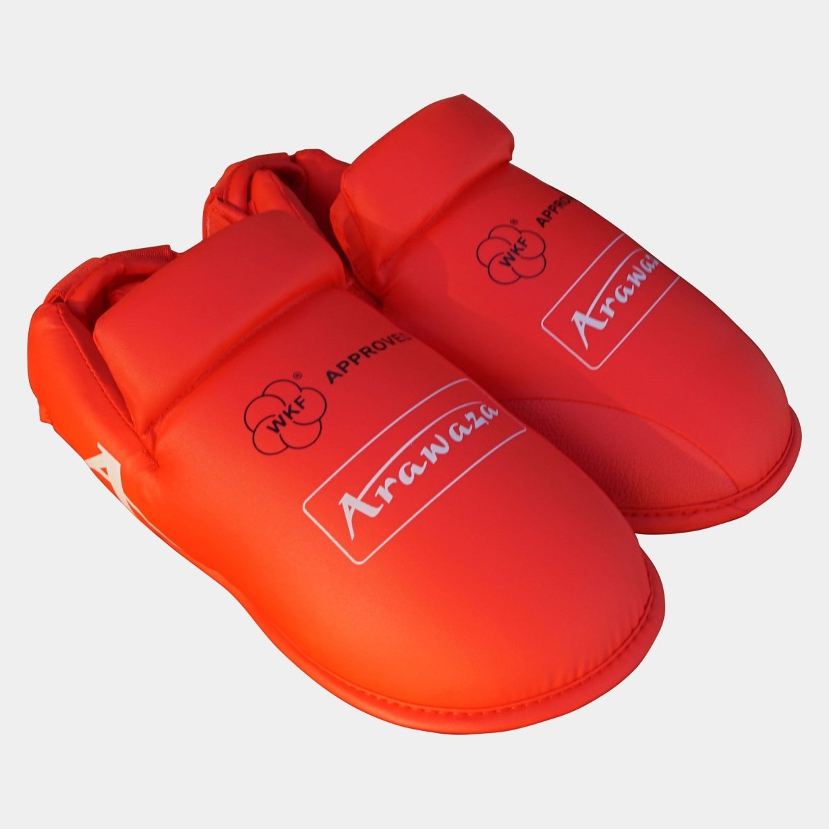 Arawaza WKF Disetujui pelindung kaki berwarna merah, perlindungan ergonomis untuk anak-anak dan orang dewasa