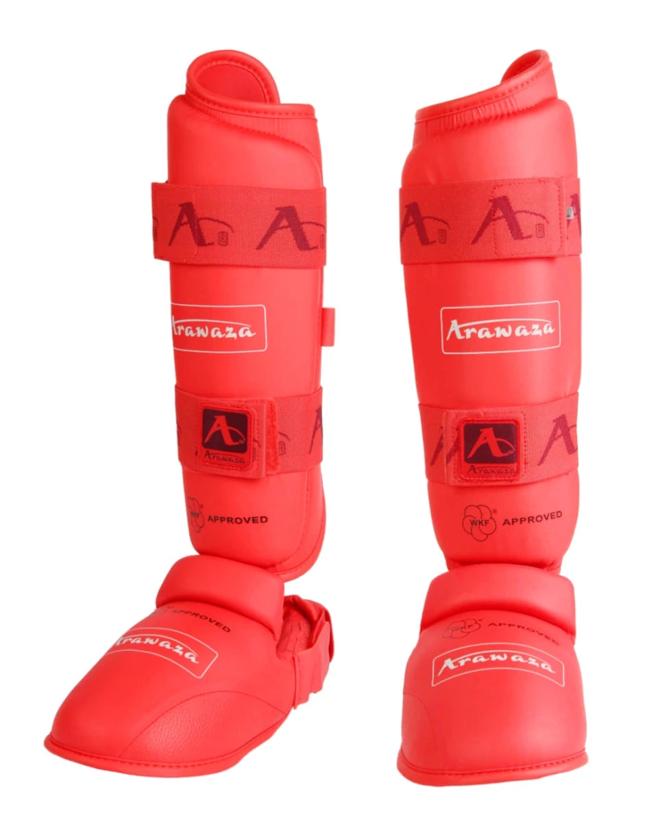 Karate Arawaza WKF rode scheenbeschermer voor kinderen en volwassenen volledige bescherming