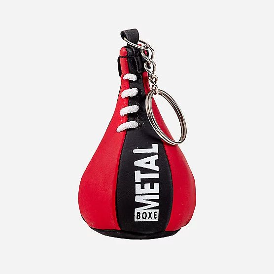 nyckelring-mini-päron-metall-boxning-svart-röd-panna