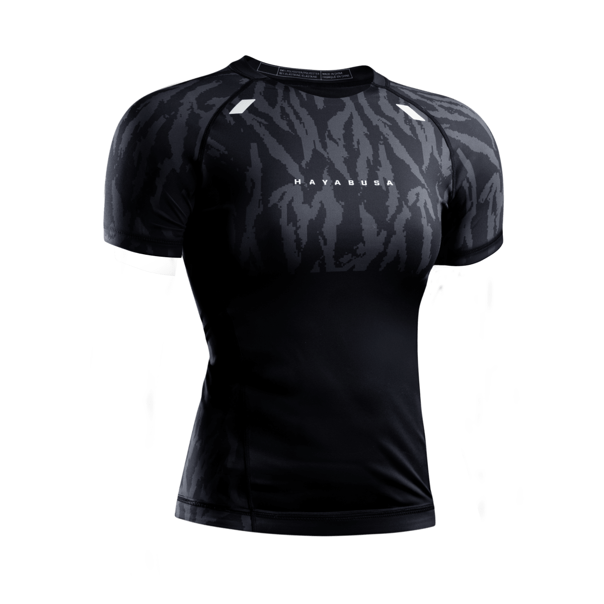 Framifrån av den svarta Hayabusa Apex rashguard för kvinnor, elitdesign för stridsprestanda