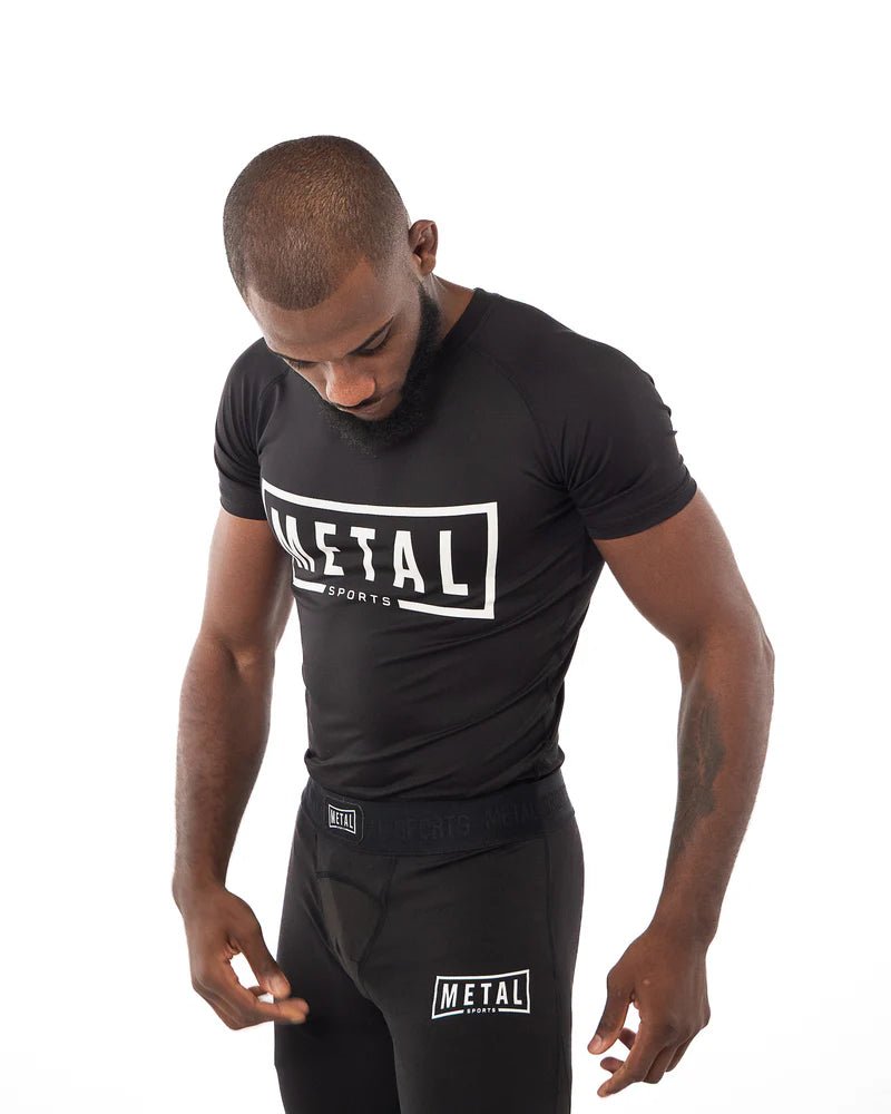 Huvudvy framifrån rashguard Metal Black Boxing kompressionströja MMA och grappling