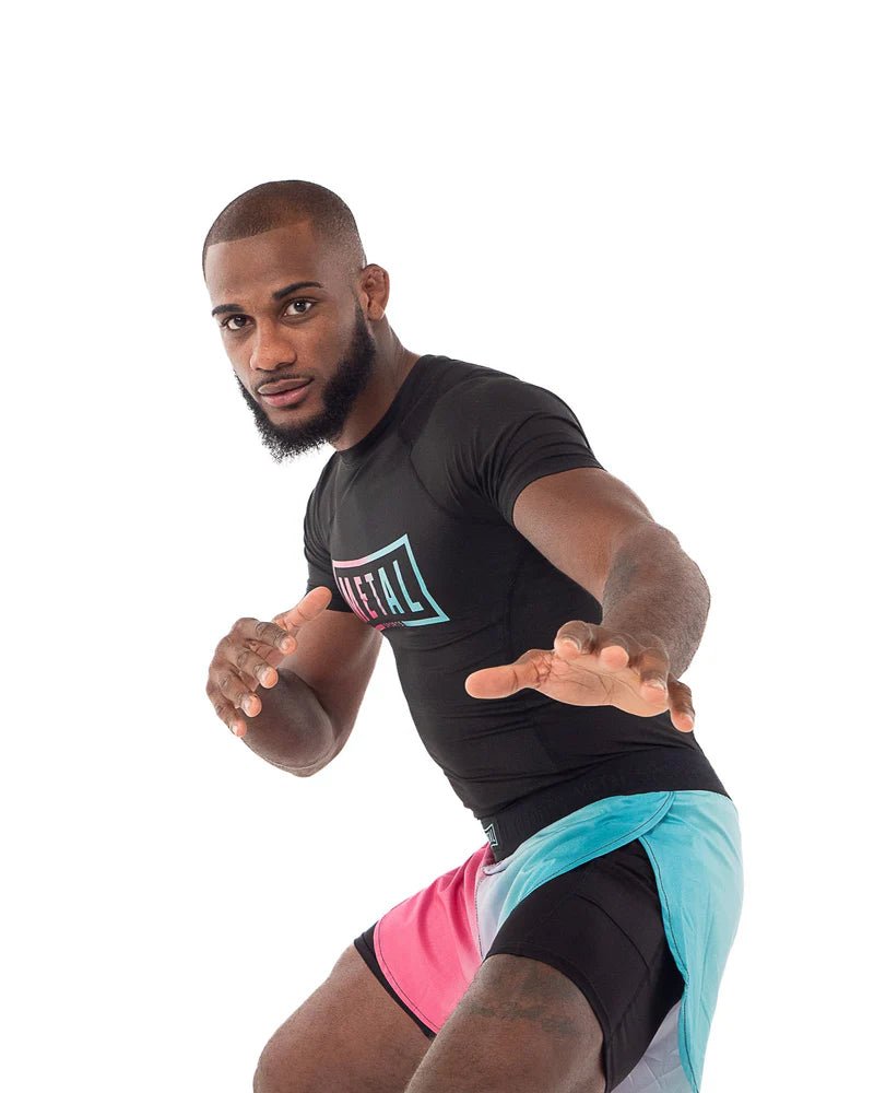 Vista frontale principale rashguard performance Metal Boxe Miami Vibe colori brillanti