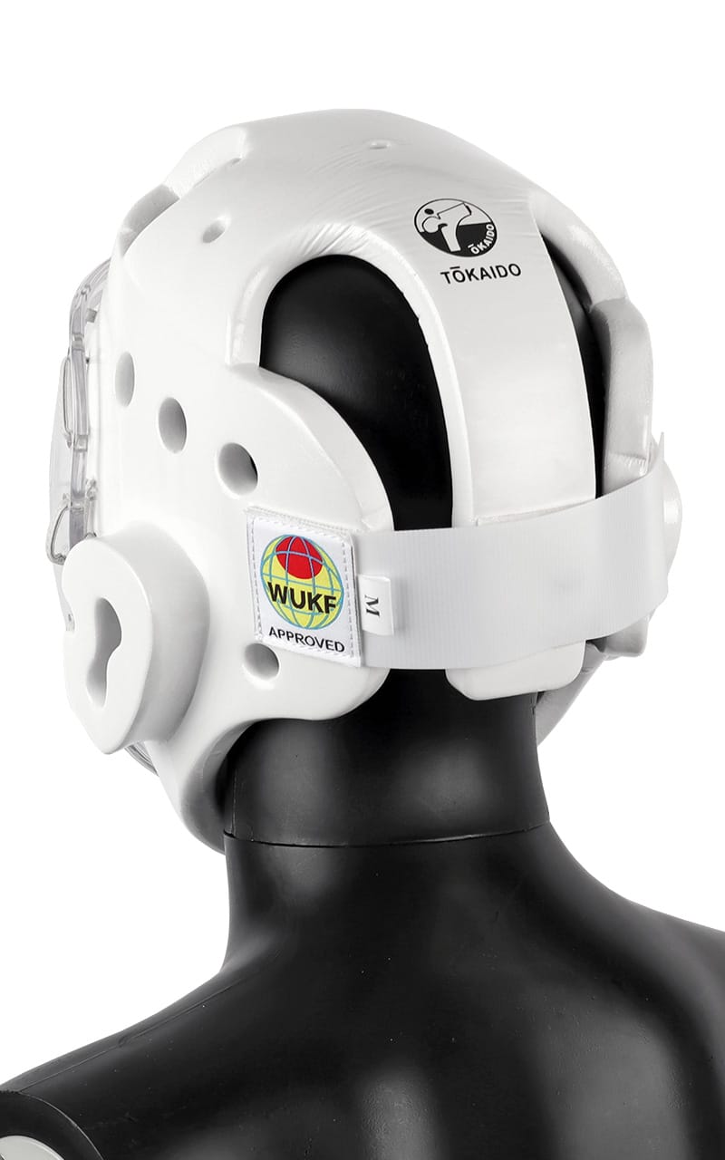 retro casco da karate tokaido con maschera approvato wukf.chiusura con elastico
