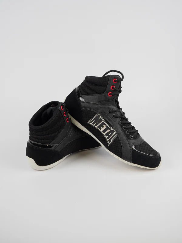 Pair of black Metal Boxe Viper III boxing shoes, multi-box and stable design